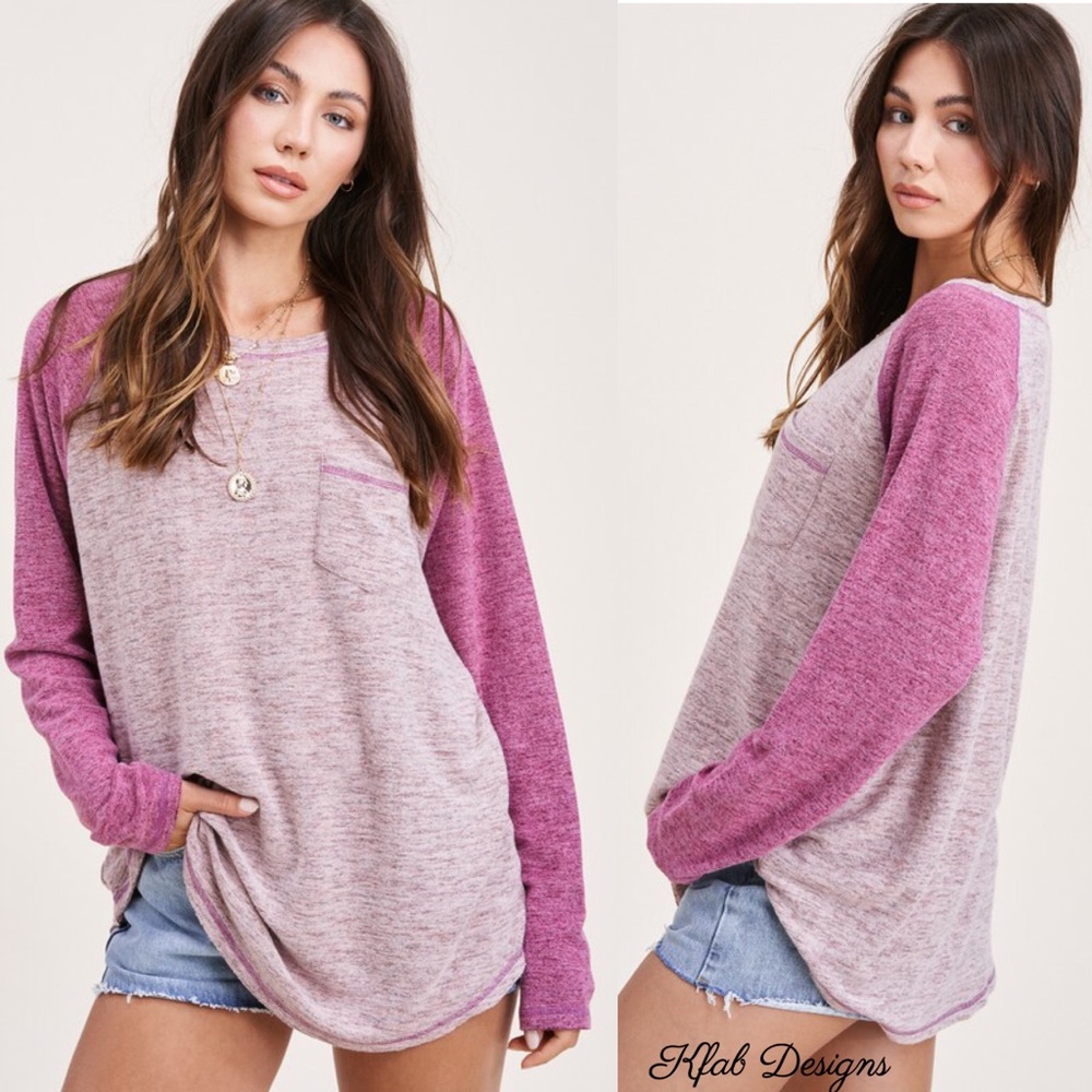 ❤️LAST 1! Berry Brushed Fabric Raglan Top! - Picture 9 of 9